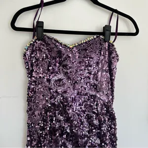 Cinderella Divine Purple‎ Strapless Sequin Beaded Corset Back Long Gown Dress 4 thumbnail 5