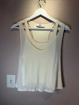 Mango Selection Women’s Combined Lyocell Top Size Small Cream Layered thumbnail 2