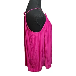 Ramy Brook Magenta Pink Keyhole Tank Sleeveless Pleated Flowy Top Resort Preppy thumbnail 3