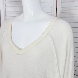 Free People Take It Off‎ Sweatshirt Inside Out Raglan Slouchy Ivory XS thumbnail 6