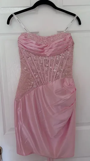 Sherri Hill Dress Homecoming Pink Strapless thumbnail 1