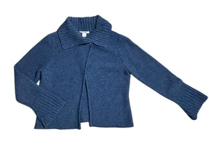 Sarah‎ Spencer Cardigan Sweater Womens Large Lambs Wool Blend Blue thumbnail 1