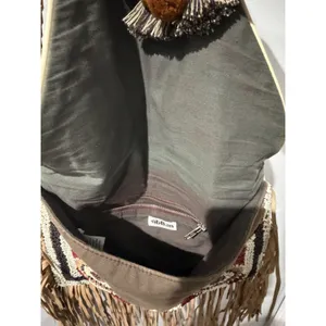 ibBan Anthropologie Beaded Boho Hobo Tote Shoulder Fringe Western Bag P thumbnail 7
