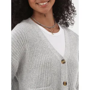 No Boundaries Womens Cardigan Sweater XL Light Grey Button Front Ribbed Casual thumbnail 6
