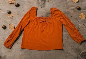 a.n.a A New Approach Women's Long Sleeve Square Neck Top Burnt Orange Size PM Pe thumbnail 1