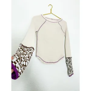 Free People She's Reversible Cuff Thermal Tee Oatmeal Size Small Bohemian thumbnail 11