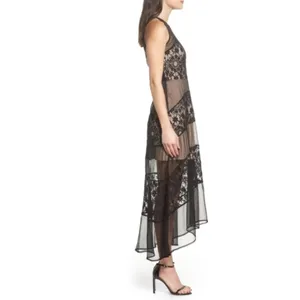 Foxiedox Tristan Lace & Chiffon black maxi dress size L thumbnail 4