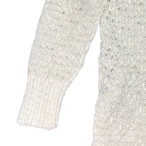 Free People Cream Open Knit Scoop Neck Sweater Textured Pullover Size‎ Small thumbnail 5