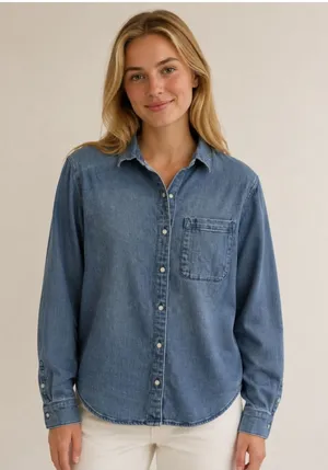 Universal Threads Women’s Small Blue Denim Button Down Shirt Long Sleeve thumbnail 1
