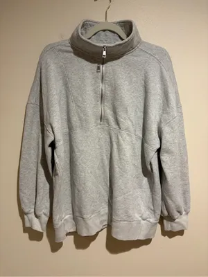 Abercrombie & Fitch Soft A&F Max Essentials Fleece Lined 1/4 Zip Sweatshirt Gray thumbnail 3