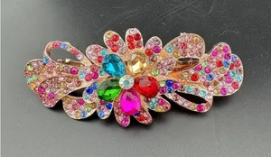 Multicolor Rhinestone Flower Hair Clip Barrette thumbnail 1