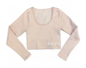 Offline aerie pink cropped ribbed workout gym top thumbnail 1