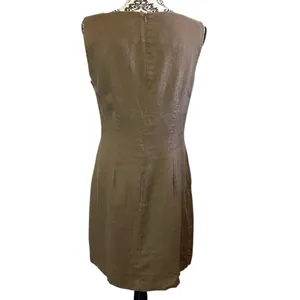 Carol Little Brown Linen & Lace Vintage Women's Dress Sz-8 thumbnail 3