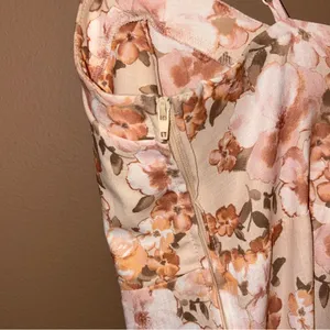 Altar’d State Nancy‎ Floral Slit Midi Dress Pink Cream Size Large thumbnail 6