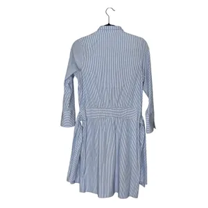 Gretchen Scott Shirt Dress Women XS Blue Striped Good Long Sleeve Cotton Blend thumbnail 5