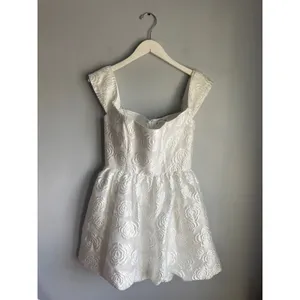 Amanda Uprichard White Floral Jacquard Mini Dress Square Neck Bubble Skirt Small thumbnail 2