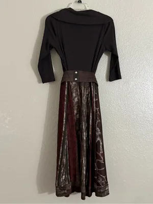 Vintage Y2K Robbie Bee Sm Brown Cowl Neck Belted Midi Dress Whimsigoth Bohemian thumbnail 8