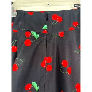 Belle Poque Black Cherry Print A-Line Swing Skirt Rockabilly Pin Up Size Large thumbnail 10