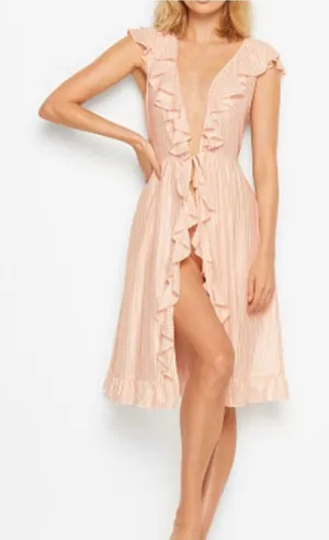 Victoria's Secret Dream Angels Sheer Satin Ruffle Kimono Robe Pink‎ & Rose Gold thumbnail 1