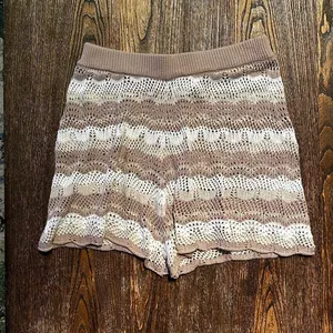 Princess Polly Leah Crochet Shorts Brown and White Stripes Size 8 thumbnail 1