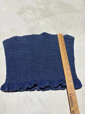 American Eagle Smocked Tube Top with Ruffle Hem blue medium thumbnail 3