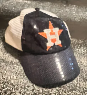 Womens OSFA Genuine Merchandise Houston Astros Dazzle Logo Sequin SnapBack Hat thumbnail 1