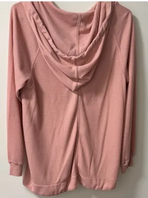 Kori America Waffle-Knit Hooded Pullover Jacket in Dusty Rose thumbnail 2