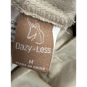 Dazy-Less Womens Pleated Straight Leg Linen Viscose Pants‎ Khaki Tan Medium BX25 thumbnail 5