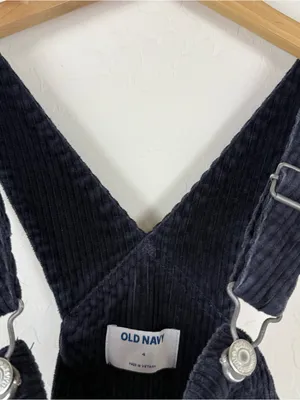 Old Navy Dark Navy Blue Corduroy Overalls thumbnail 5