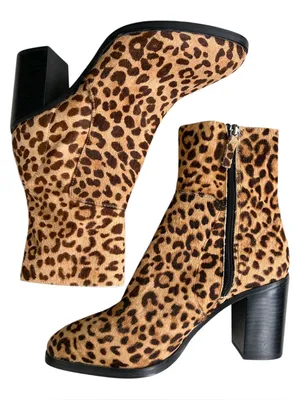 EUC Steve Madden Leather Calf Hair Rewind Boots Leopard Size 9.5 thumbnail 1