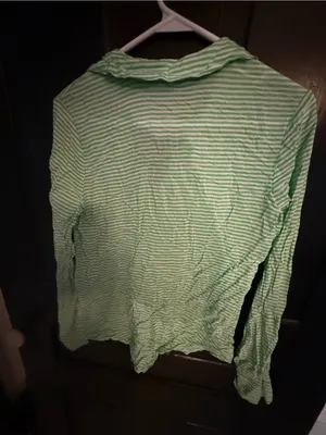 Splendid Green and White Striped Shirt with Button Front thumbnail 5