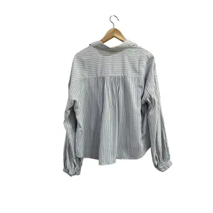 Max Studio‎ Blue Stripe Flowy Lightweight Button Front Blouse Size Medium thumbnail 2