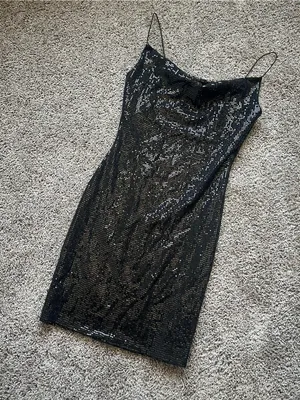 Timing Black Sequin Mini Dress thumbnail 1