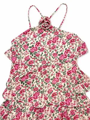 Vero Moda Felicia Halter Maxi Dress L Pink Floral Autumn Wedding Guest thumbnail 5