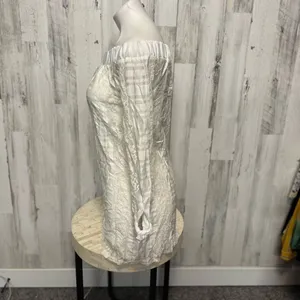 Charlotte Russe Lace Off Shoulder Mini Dress Womens Extra Small White Tie Cuffs thumbnail 2