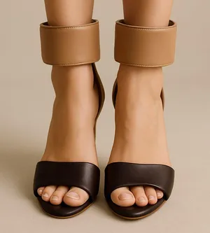 MIA Two-Tone Ankle Strap Heels – Brown & Tan, Size thumbnail 1