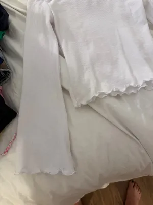 Frilled White Top with Flare Sleeves thumbnail 2
