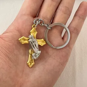 Cross Praying Hands Keychain Charm for Men Women Car Keychain Bag Charm thumbnail 6