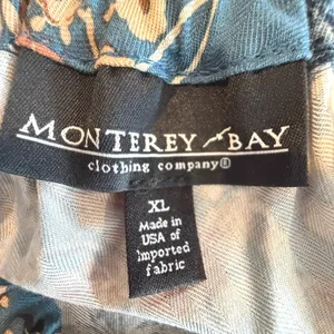 Monterey Bay Floral Maxi Skirt‎ Blue Tan Rayon A-line Elastic Waist Women's XL thumbnail 3