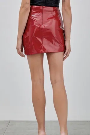 DO+BE Leather Red Mini Skirt thumbnail 2