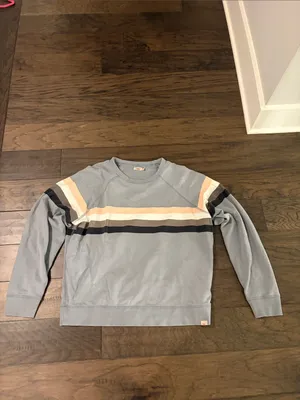 Faherty Chest Stripe Pima Sweatshirt Sz M thumbnail 5