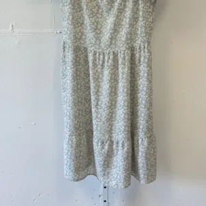 Monteau Los Angeles Floral Square Neck Puff Sleeve Tiered Mini Dress Blue Small thumbnail 4
