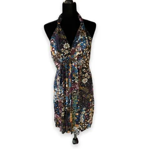 Olian Womens Top Size Large Maternity Fall Colors Floral Halter Dress‎ NEW thumbnail 2