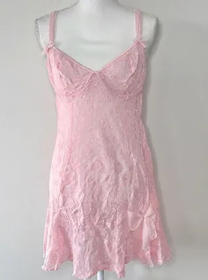 Pink Lace Coquette Slip Size L thumbnail 3