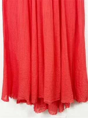 Free People cotton boho Meadows Toosaloosa Slub gauzy embroidered dress coral SZ thumbnail 6