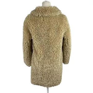 Zara Faux Fur Long Teddy Sherpa Jacket Coat Natural Beige Size Small 8490/241 thumbnail 13