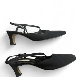Vintage Ann Taylor Black Slingback‎ Heels 9.5 Made in Italy thumbnail 4