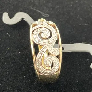 Sterling Silver .925 Gold Plated Swirl Cuff Wide Hoop Dangle Pair Earrings thumbnail 2