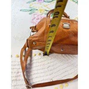 Borse‎ in Pelle Italian Cognac Brown Leather Satchel Crossbody Bag thumbnail 8