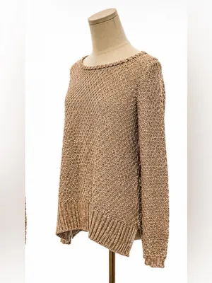 Anthropologie MOTH Rose Gold Metallic Asymmetrical Sweater Medium thumbnail 2